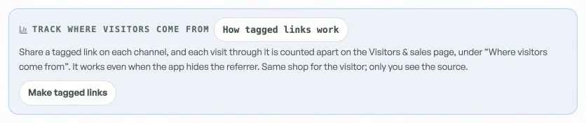 Tagged campaign links in the Link & QR tab