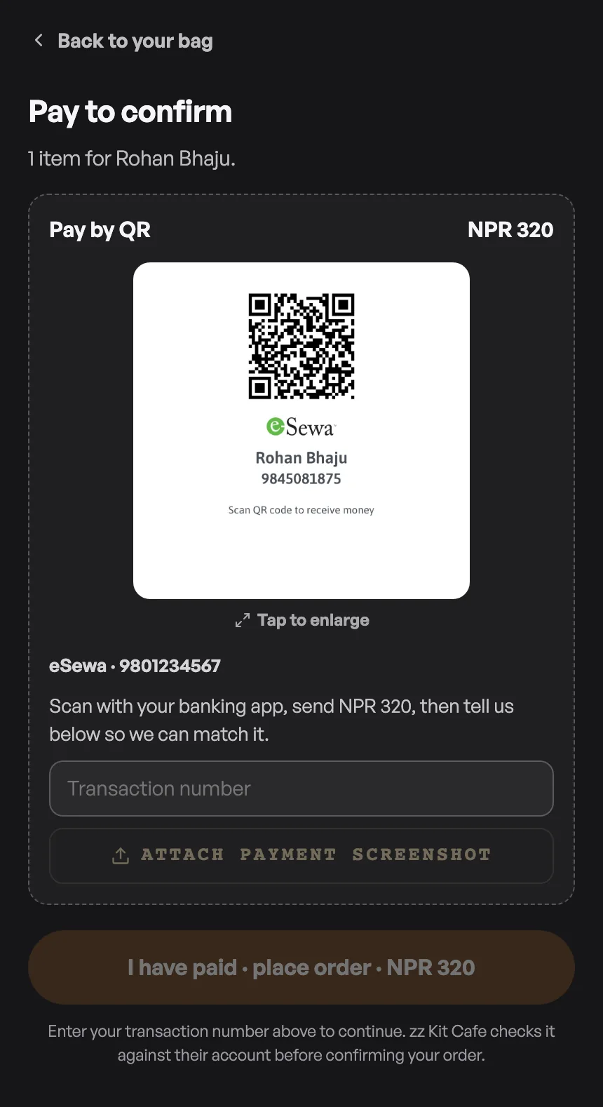 The payment step of a Pasal checkout