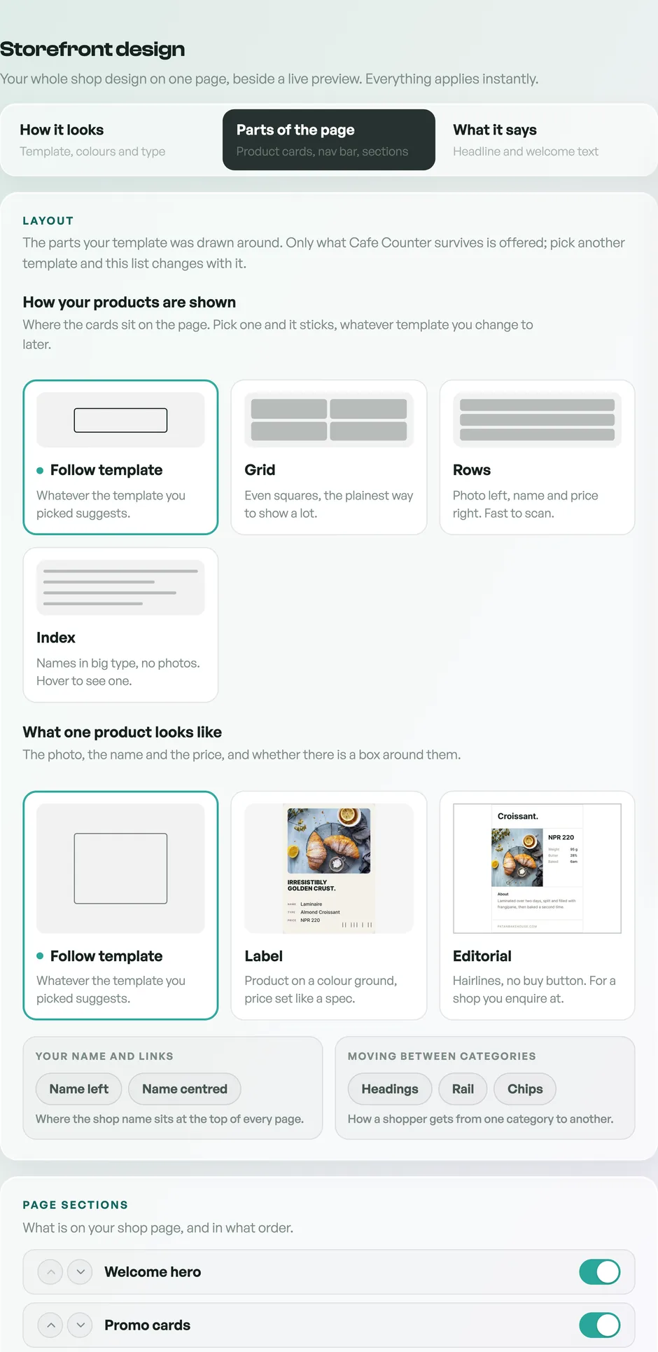 The Showcase pane in Design