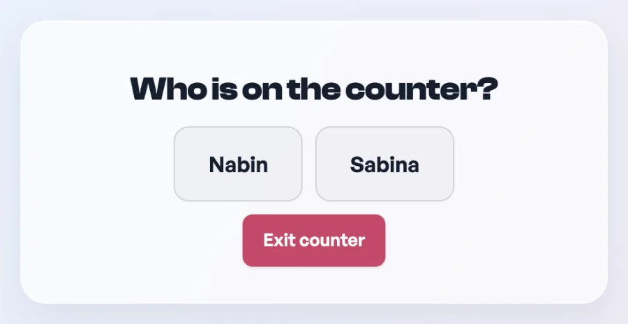 Who is on the counter: two big name buttons, Nabin and Sabina